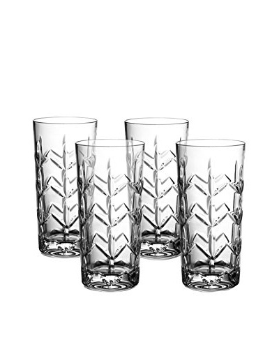 Fitz and Floyd Set of 4 Fleur Crystal 11-Oz. Hi-Ball Glasses