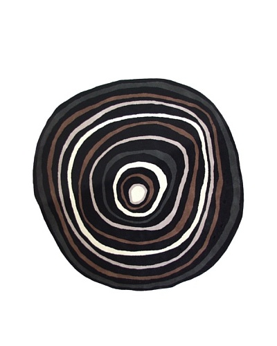 Boardwalk Rug, Black/Off-White/Grey/Brown, 7' 5 Round