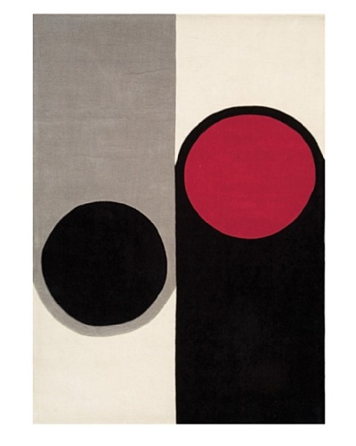 Festival Rug, Black/White/Grey/Red, 5' x 7' 3