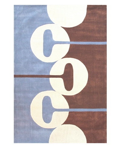 Foreign Accents Festival Rug, Blue/Off-White/Chocolate, 5′ x 7′ 3″