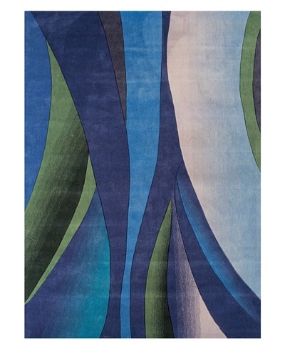 Festival Rug, Blue/Cornflower/Green/Lilac, 5' x 7' 3