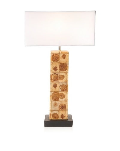 Foreign Affairs Teak Wood Table Lamp, Natural/White