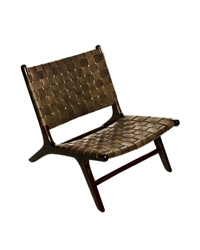 Foreign Affairs Side Chair Lounge, Woven Brown Leather