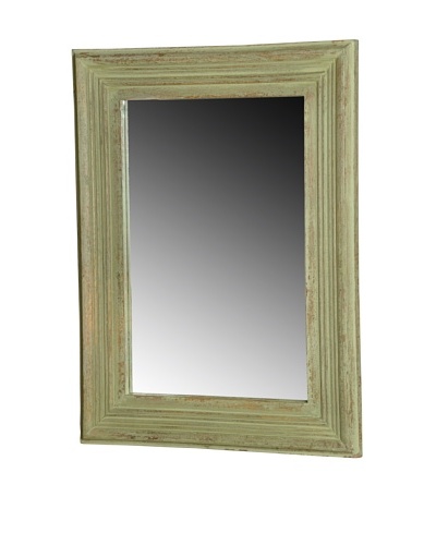 Foreign Affairs Rectangular Green Antique Finish Mango Wood Mirror