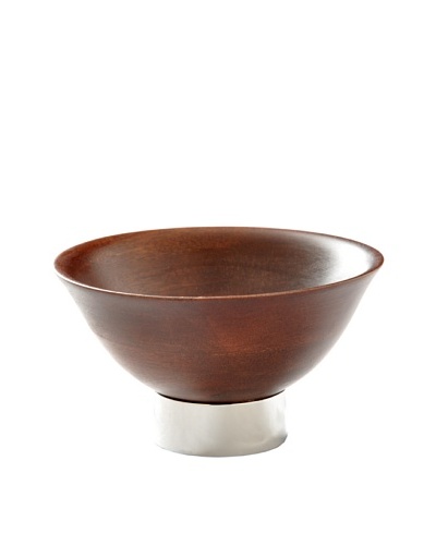 Foreign Affairs Wood Bowl with Modern Nickel Foot