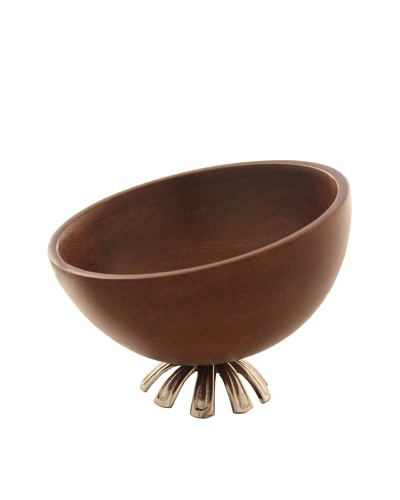 Foreign Affairs Wood Bowl with Copper Claw Foot