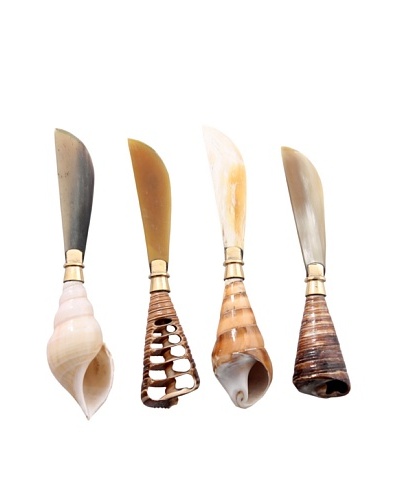 Foreign Affairs Set of 4 Spreading Knives with Shell Handles
