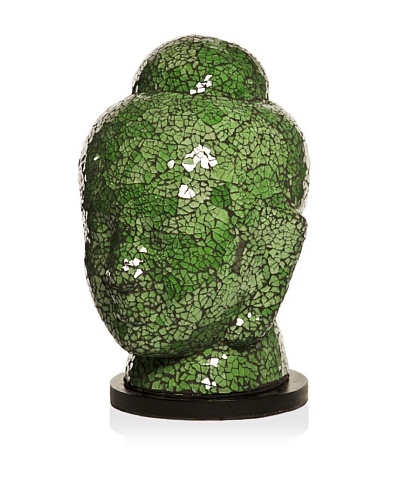 Foreign Affairs Large Buddha Head Lamp, Green