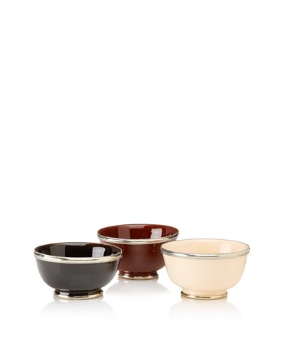 Found Objects Set of 3 Assorted Bowls, Brown/Black/Cream