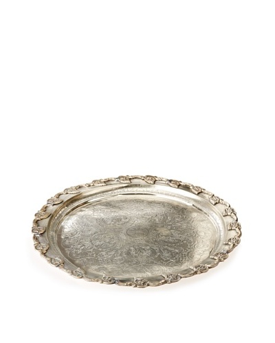 Found Objects Round Moroccan Tea Tray, Silver