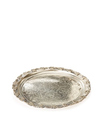 Found Objects Round Moroccan Tea Tray, Silver