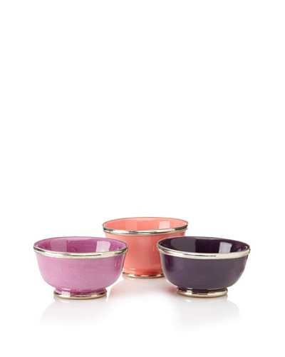 Found Objects Set of 3 Assorted Bowls, Pink/Lavender/Aubergine