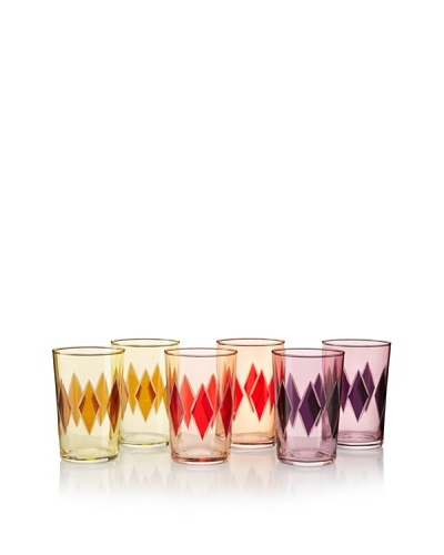 Found Objects Set of 6 Lozenge Moroccan Glasses