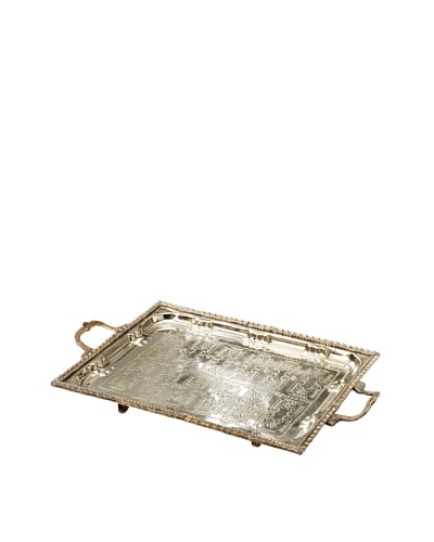 Found Objects Rectangular Moroccan Tea Tray, Silver