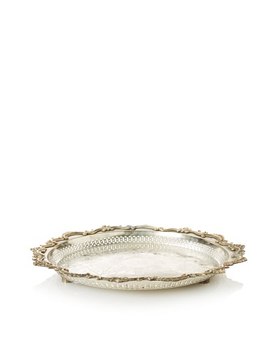 Found Objects Moroccan Tea Tray Round, Silver