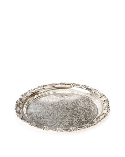 Found Objects Round Moroccan Tea Tray, Silver