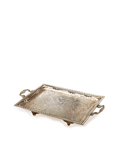 Found Objects Rectangular Moroccan Tea Tray, Silver