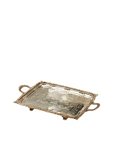 Found Objects Rectangular Moroccan Tea Tray, Silver