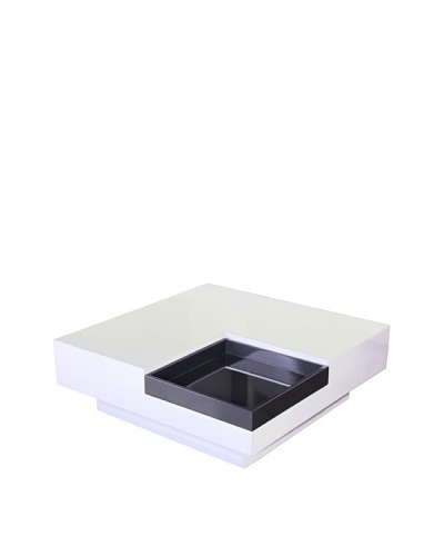 Fox Hill Trading Co. White with Dark Gray Accent Coffee Table with Tray