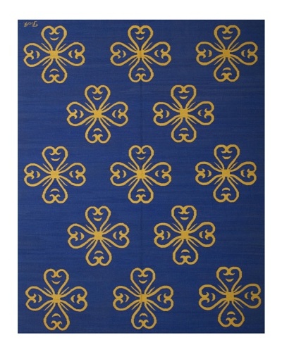 French Accents Modern Flatweave Killim Rug [Blue/Mustard]