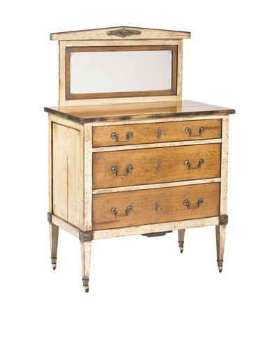 French Heritage Chest with Lift up Mirror, Beige