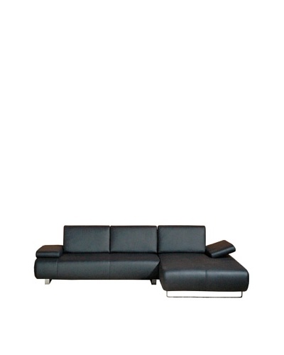 Furniture Contempo Emotion Right-Side Sectional Chaise, Black/Silver