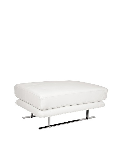 Furniture Contempo Savoy Ottoman, White/Silver