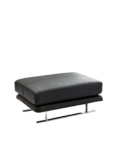 Furniture Contempo Savoy Ottoman, Black/Silver