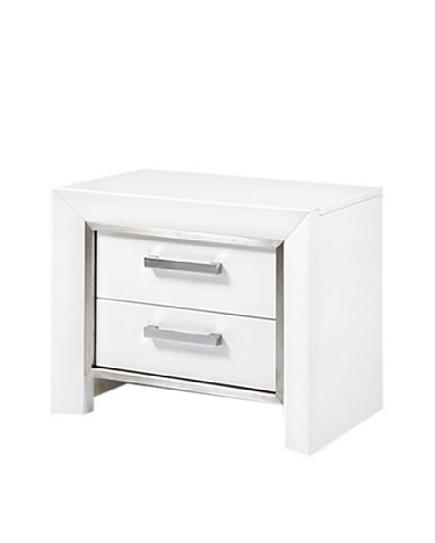 Furniture Contempo Ibiza Nightstand, White/Silver