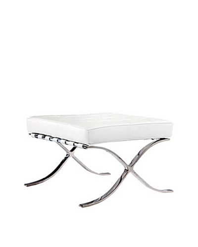 Furniture Contempo Barry Ottoman, White/Silver