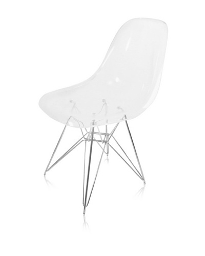 Control Brand Acrylic Side Chair with Chrome-Plated Base, Clear/Silver