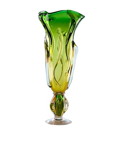 Fusion Z Emerald Waves Vase, Green