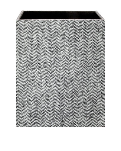 Gail DeLoach Vinyl Square Wastebasket, White Herringbone