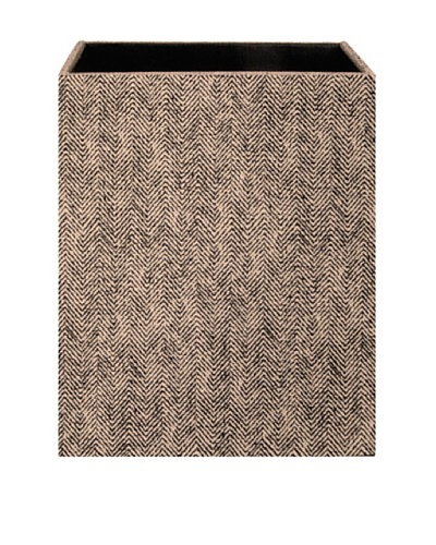 Gail DeLoach Vinyl Square Wastebasket, Taupe Herringbone