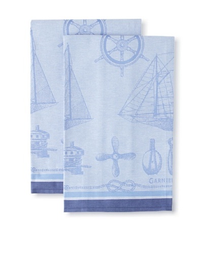 Garnier-Thiebaut Set of 2 Bateaux Kitchen Towels, Marine