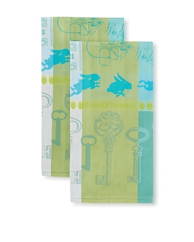 Garnier-Thiebaut Set of 2 Lapin Kitchen Towels, Turquoise