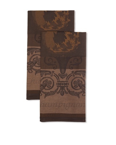 Garnier-Thiebaut Set of 2 Champignons Kitchen Towels, Marron