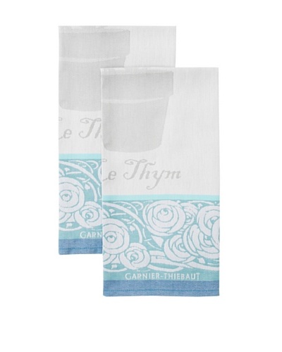 Garnier Thiebaut Set of 2 Thym Turquoise Kitchen Towels