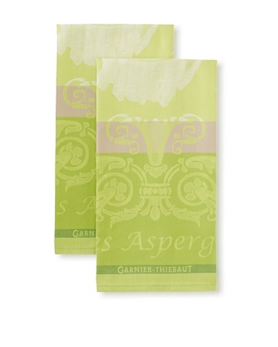 Garnier-Thiebaut Set of 2 Les Aspereges Blanches Kitchen Towels, Vert, 22 x 30As You See