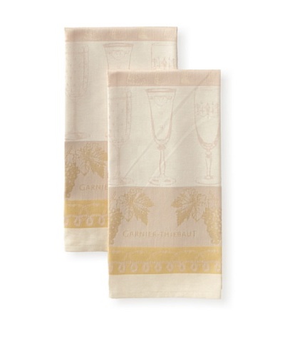 Garnier-Thiebaut Set of 2 Reims Kitchen Towels, Rose