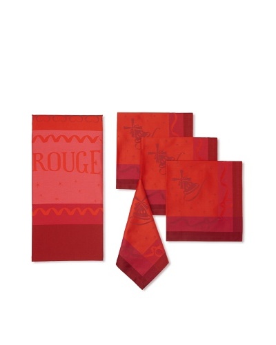 Garnier-Thiebaut 5-Piece Moulin Rouge Cancan Table Linen Set, Strawberry Fizz