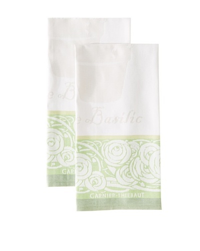 Garnier-Thiebaut Set of 2 Basilic Kitchen Towels, Vert, 22″ x 30″As You See