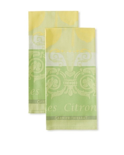 Garnier-Thiebaut Set of 2 Citron Zeste Kitchen Towels, Yellow/Green