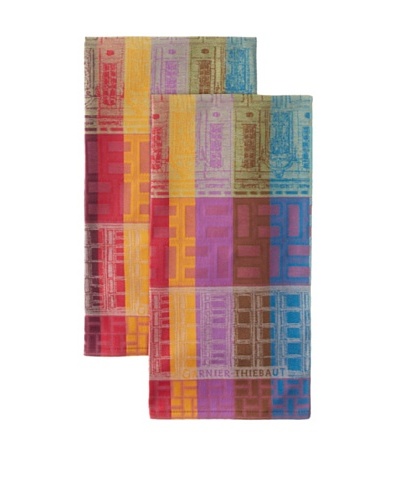 Garnier Thiebaut Set of 2 La Ville Neon Kitchen Towels, Neon Multi