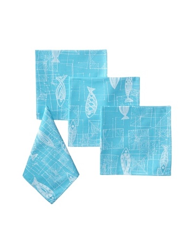 Garnier-Thiebaut Set of 4 Mille Mica Napkins, Turquoise