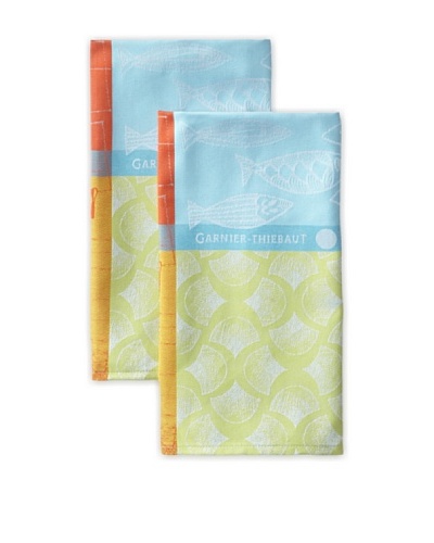 Garnier-Thiebaut Set of 2 Sardines Kitchen Towels, Marine