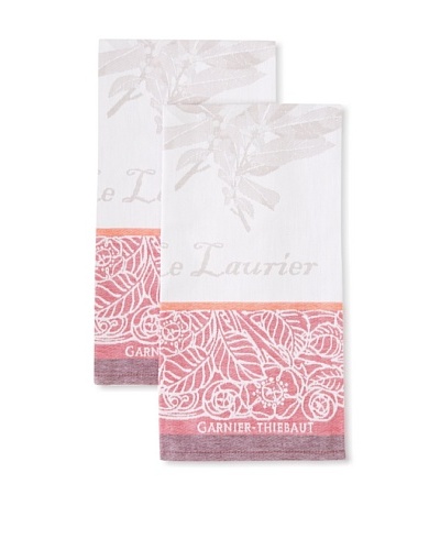 Garnier-Thiebaut Set of 2 Laurier Tor Kitchen Towels, Bordeaux, 22″ x 30″