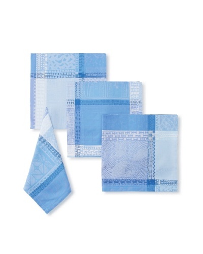 Garnier-Thiebaut Set of 4 Mille Wax Napkins, Ocean, 22″ x 22″