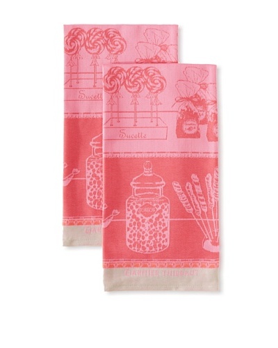 Garnier-Thiebaut Set of 2 Confiserie Guimauve Kitchen Towels, Pink, 22″ x 30″As You See
