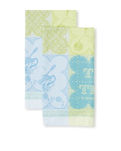 Garnier-Thiebaut Set of 2 Cup Of Tea Kitchen Towels, Turquoise